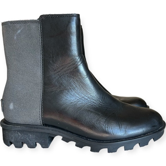 Sorel Shoes - Sorel Shoes Women 6.5 Black Ankle Boot Short Lug Chunky Heel Zipper 2tone LL3649